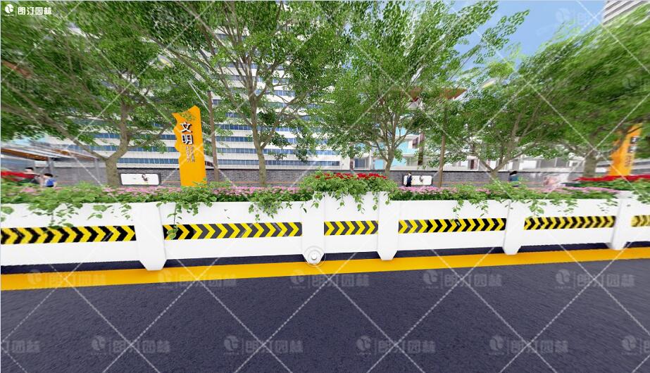 城區道路綠化花箱圖片-朗汀市政馬路花箱圖片，導向藝術花箱方案設計圖